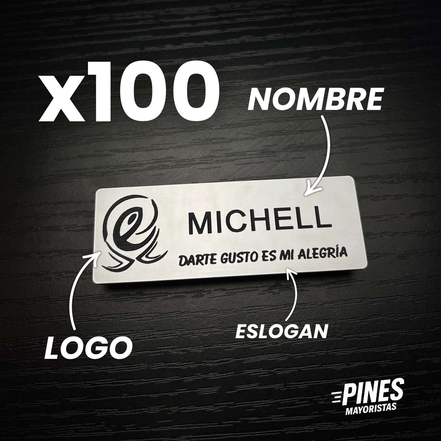 100 PINES MAGNÉTICOS PERSONALIZADOS