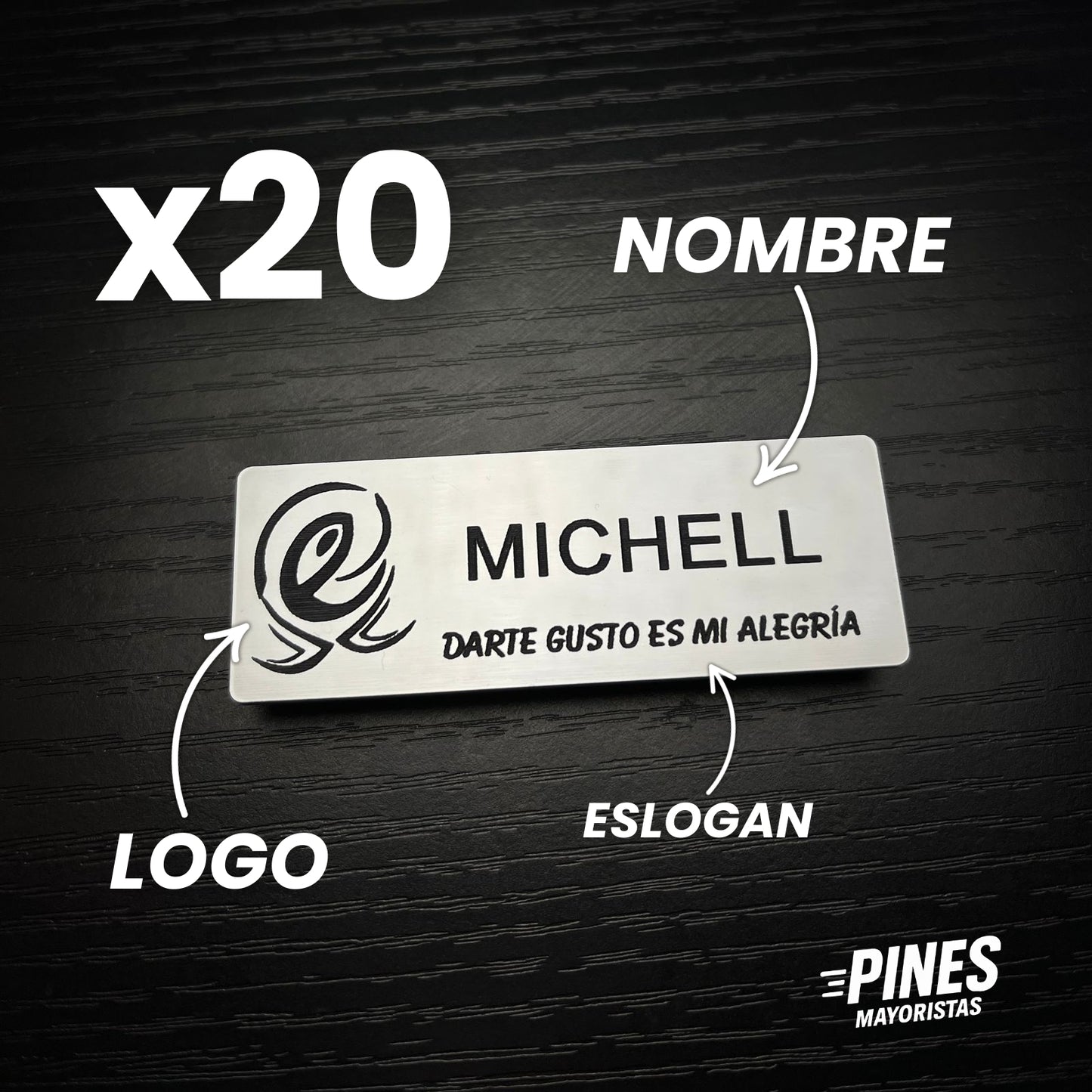 20 PINES MAGNÉTICOS PERSONALIZADOS